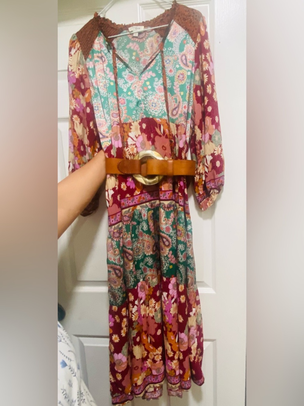Boho Floral Patchwork Maxi Dress